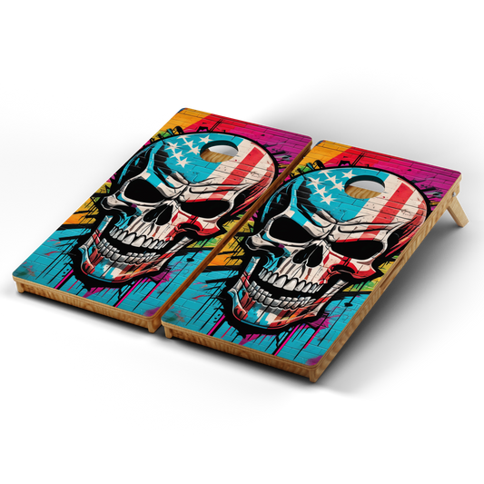 Professional Cornhole Boards – 5 Levels of Quality for Every Player - Multicolor Skull