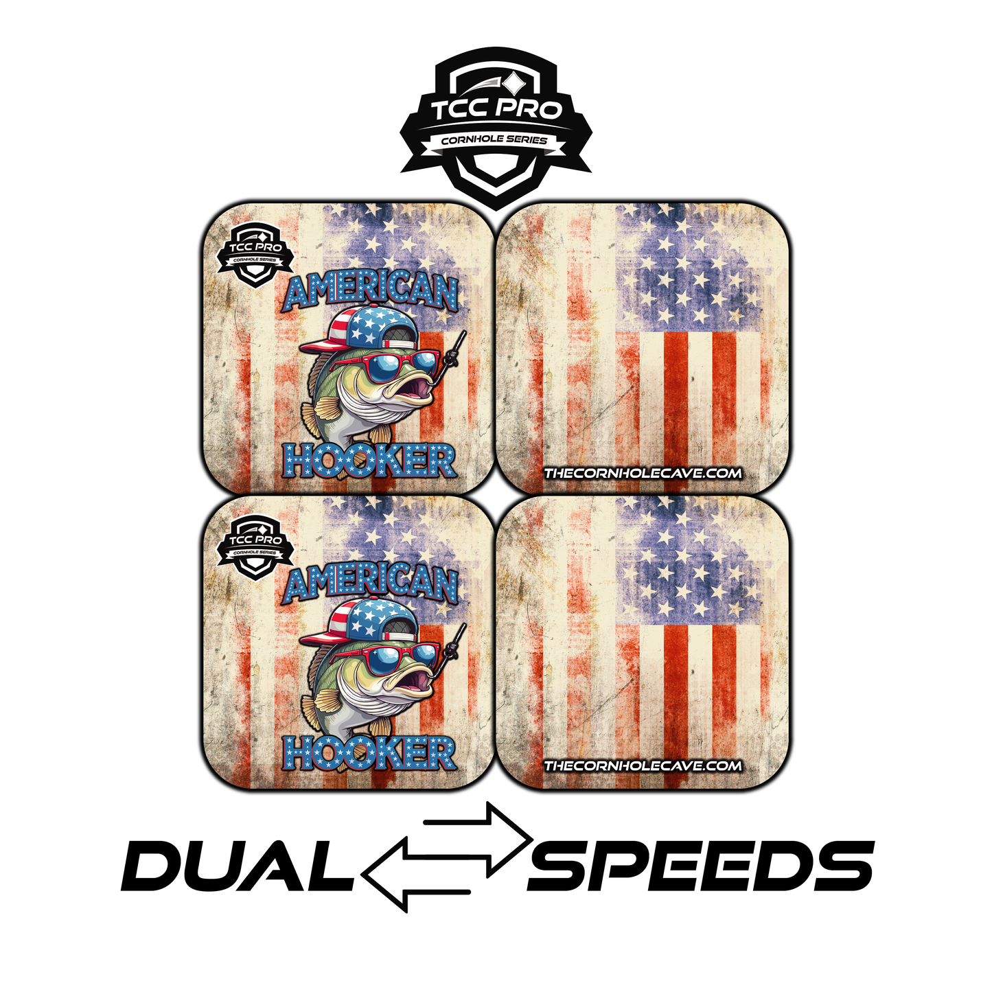 Elite Pro Cornhole Bags – Set of 4 - Extra Hole Friendly & 5x Longer Lasting - American Hooker
