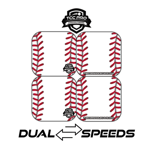 Elite Pro Cornhole Bags –  Set of 4 - Extra Hole Friendly & 5x Longer Lasting - Baseball