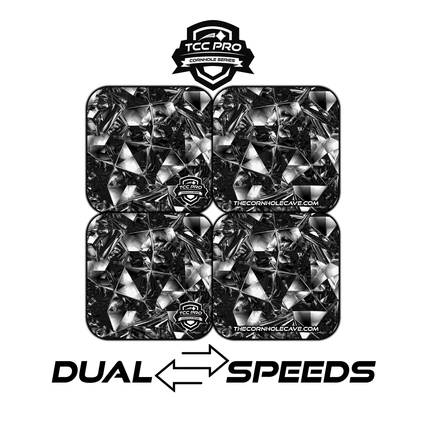 Elite Pro Cornhole Bags – Set of 4 - Extra Hole Friendly & 5x Longer Lasting - Black Diamonds