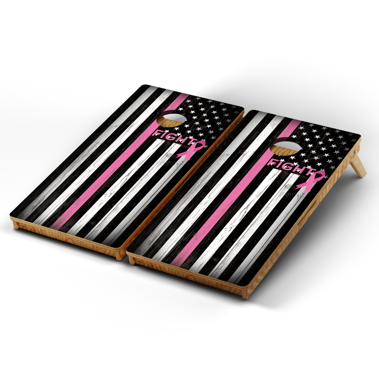 Professional Cornhole Boards – 5 Levels of Quality for Every Player - Breast Cancer Awareness US Flag