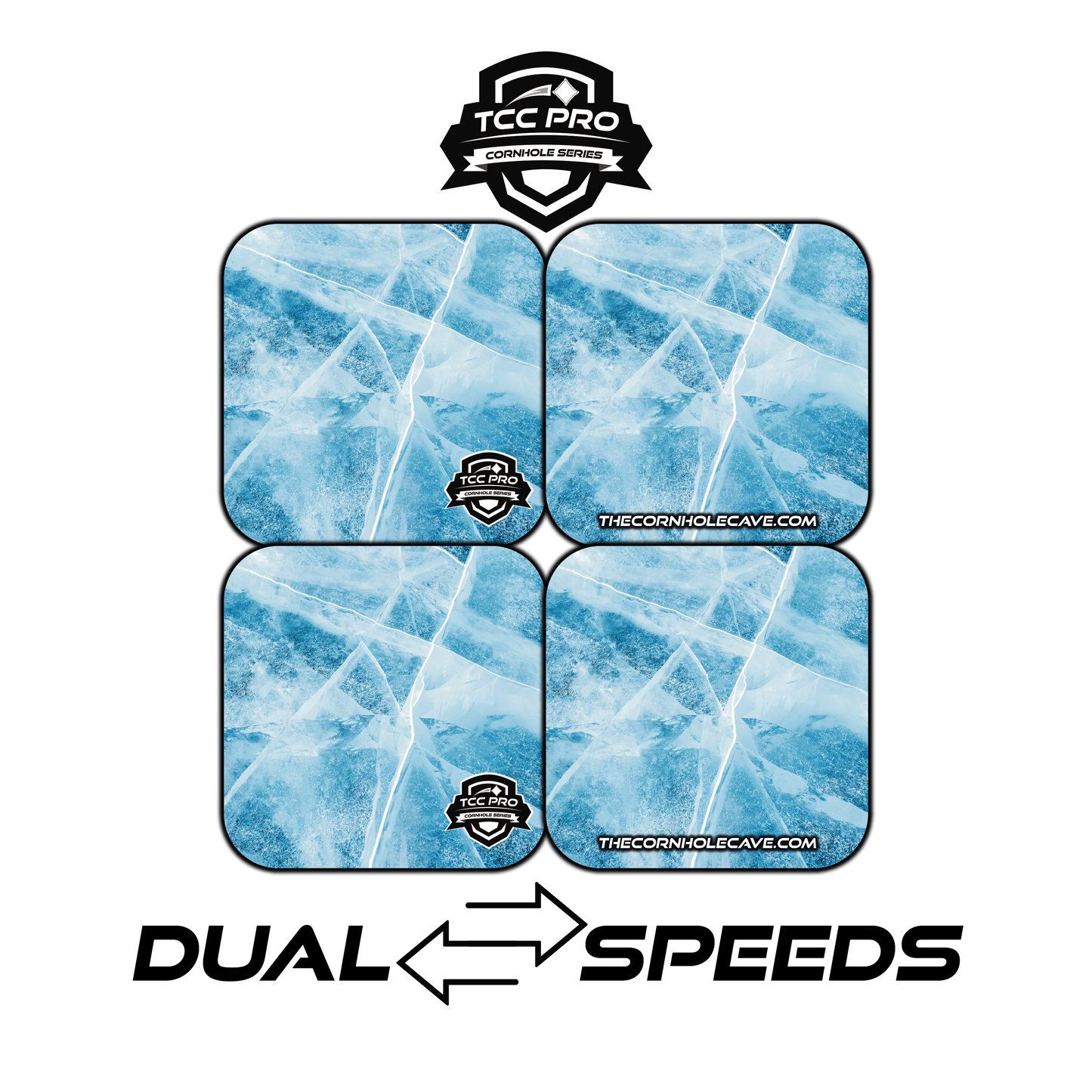 Elite Pro Cornhole Bags – Set of 4 - Extra Hole Friendly & 5x Longer Lasting - Cracked Ice