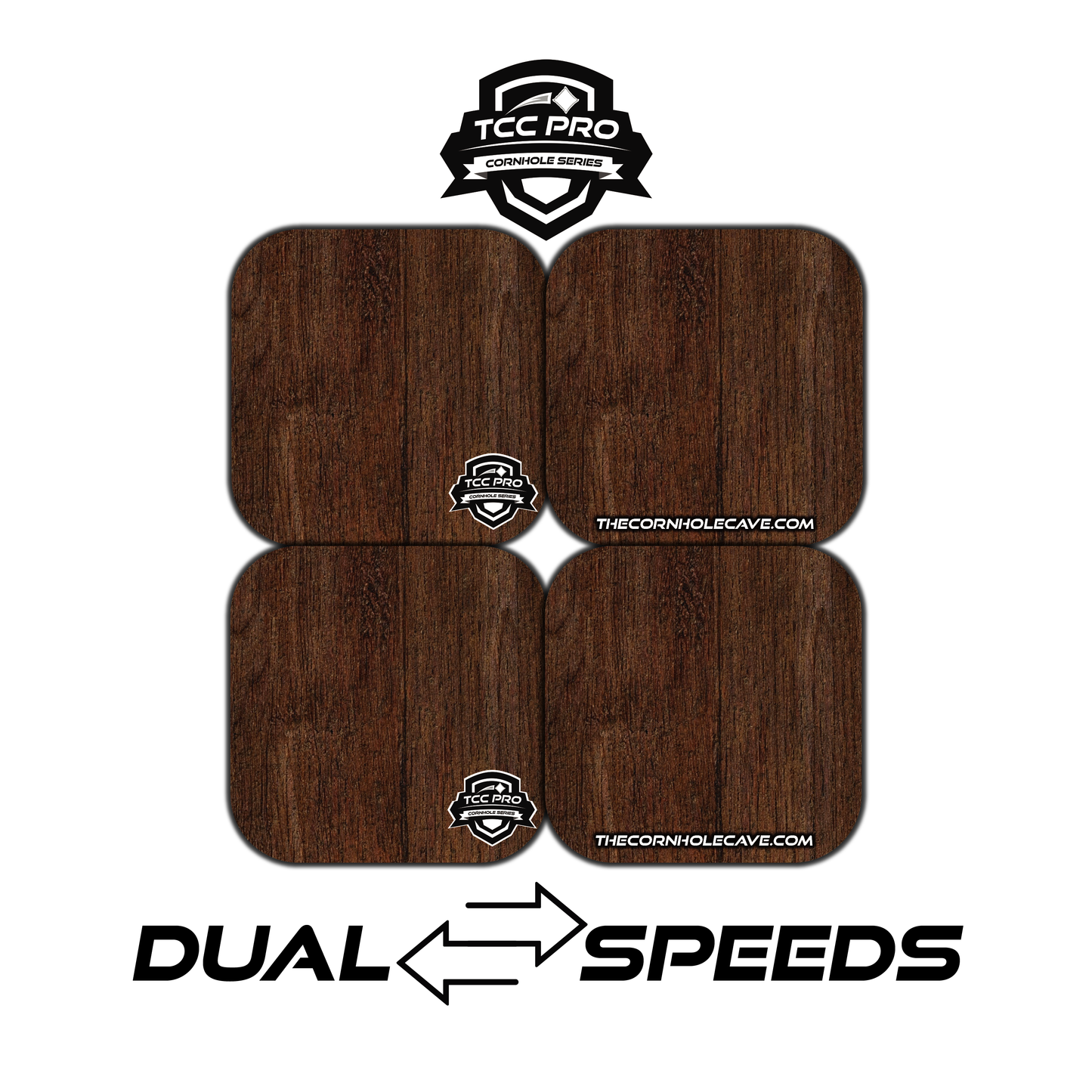 Elite Pro Cornhole Bags – Set of 4 - Extra Hole Friendly & 5x Longer Lasting - Dark Wood