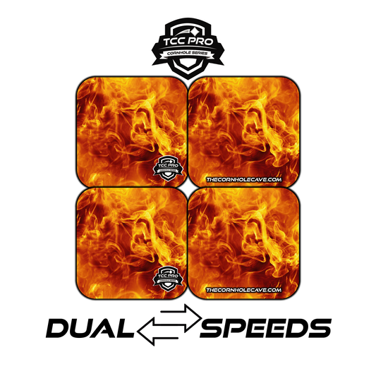 Elite Pro Cornhole Bags –  Set of 4 - Extra Hole Friendly & 5x Longer Lasting - Flames