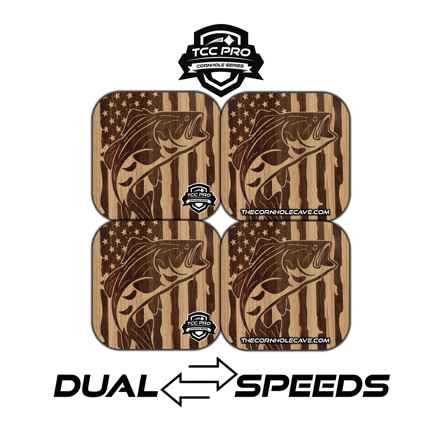 Elite Pro Cornhole Bags – Set of 4 - Extra Hole Friendly & 5x Longer Lasting - Medium Wood USA Fishing (Copy)