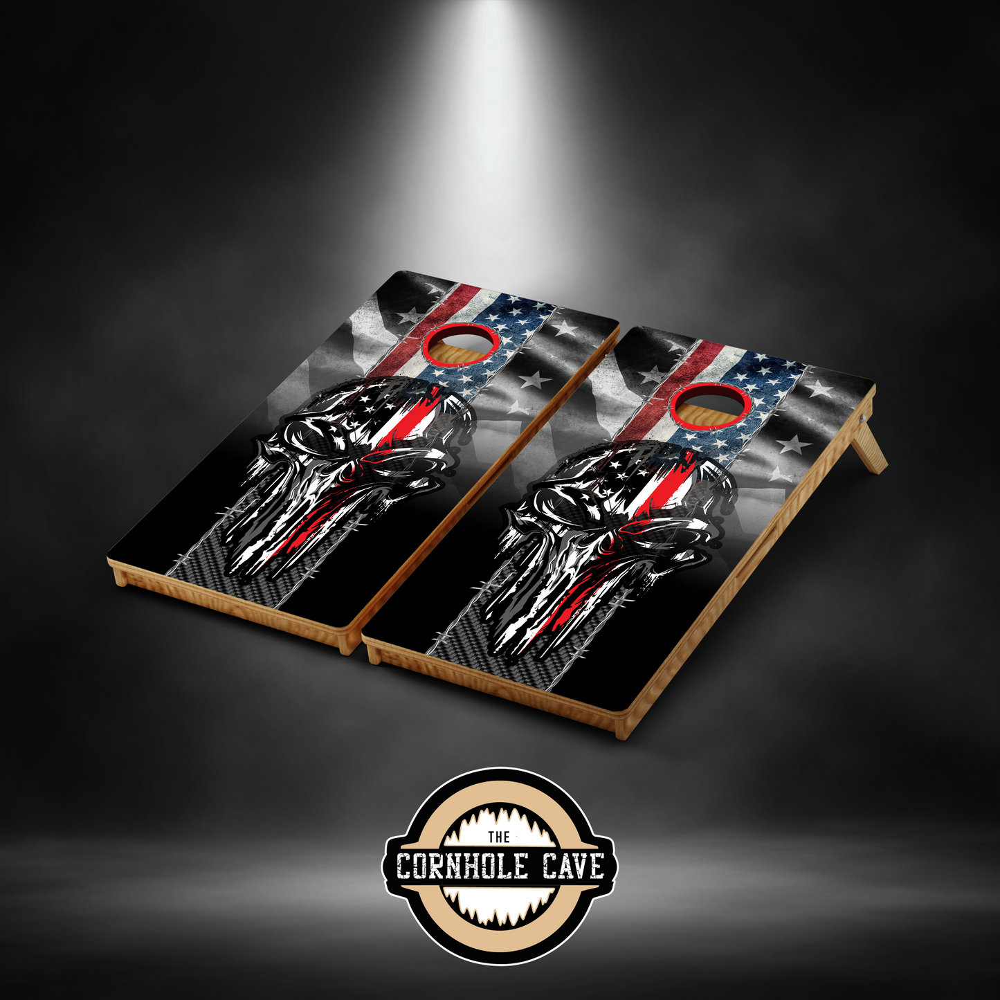 Pro Cornhole Boards - USA Skull Red
