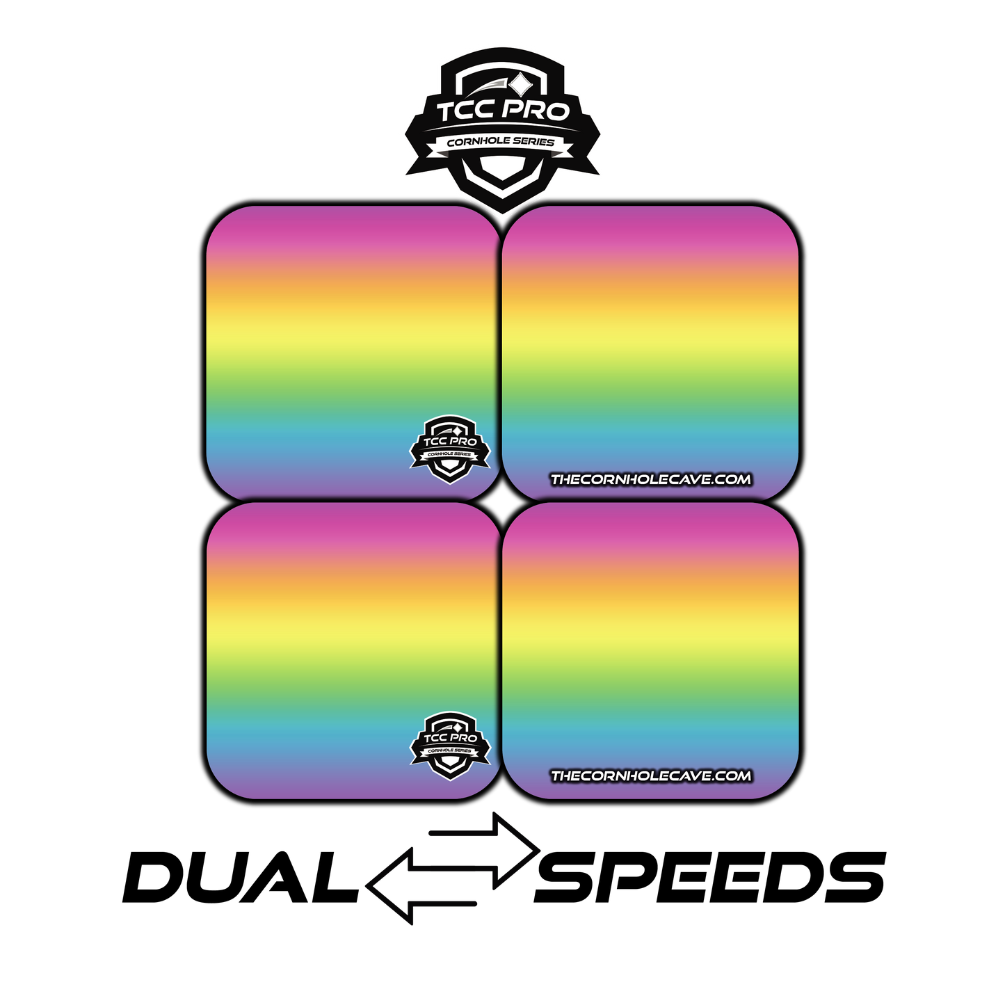 Elite Pro Cornhole Bags – Set of 4 - Extra Hole Friendly & 5x Longer Lasting - Pastel Multicolor Rainbow Gradient