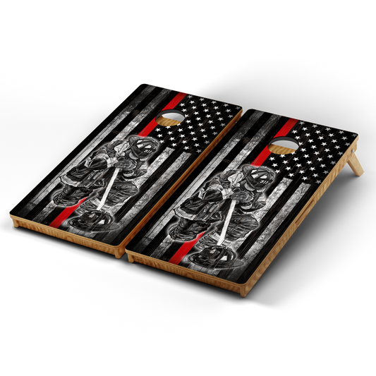 Professional Cornhole Boards – 5 Levels of Quality for Every Player - Thin Red Line Kneeling Firefighter