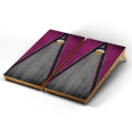 Professional Cornhole Boards – 5 Levels of Quality for Every Player - Pink Grey Wood Triangle