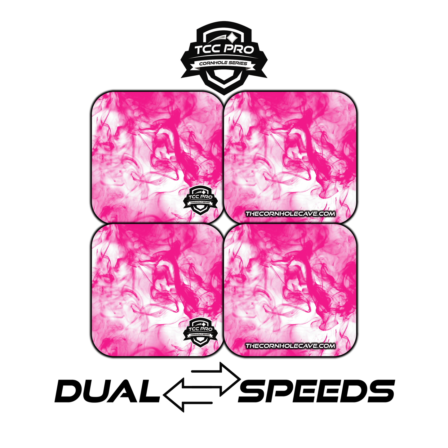 Elite Pro Cornhole Bags – Set of 4 - Extra Hole Friendly & 5x Longer Lasting - Pink Smoke