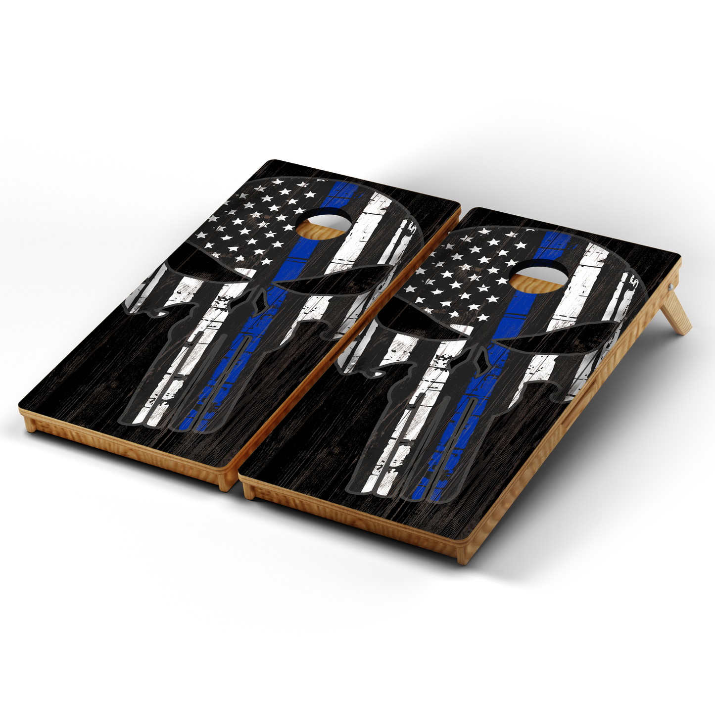 Professional Cornhole Boards – 5 Levels of Quality for Every Player - Thin Blue Line Punisher Skull