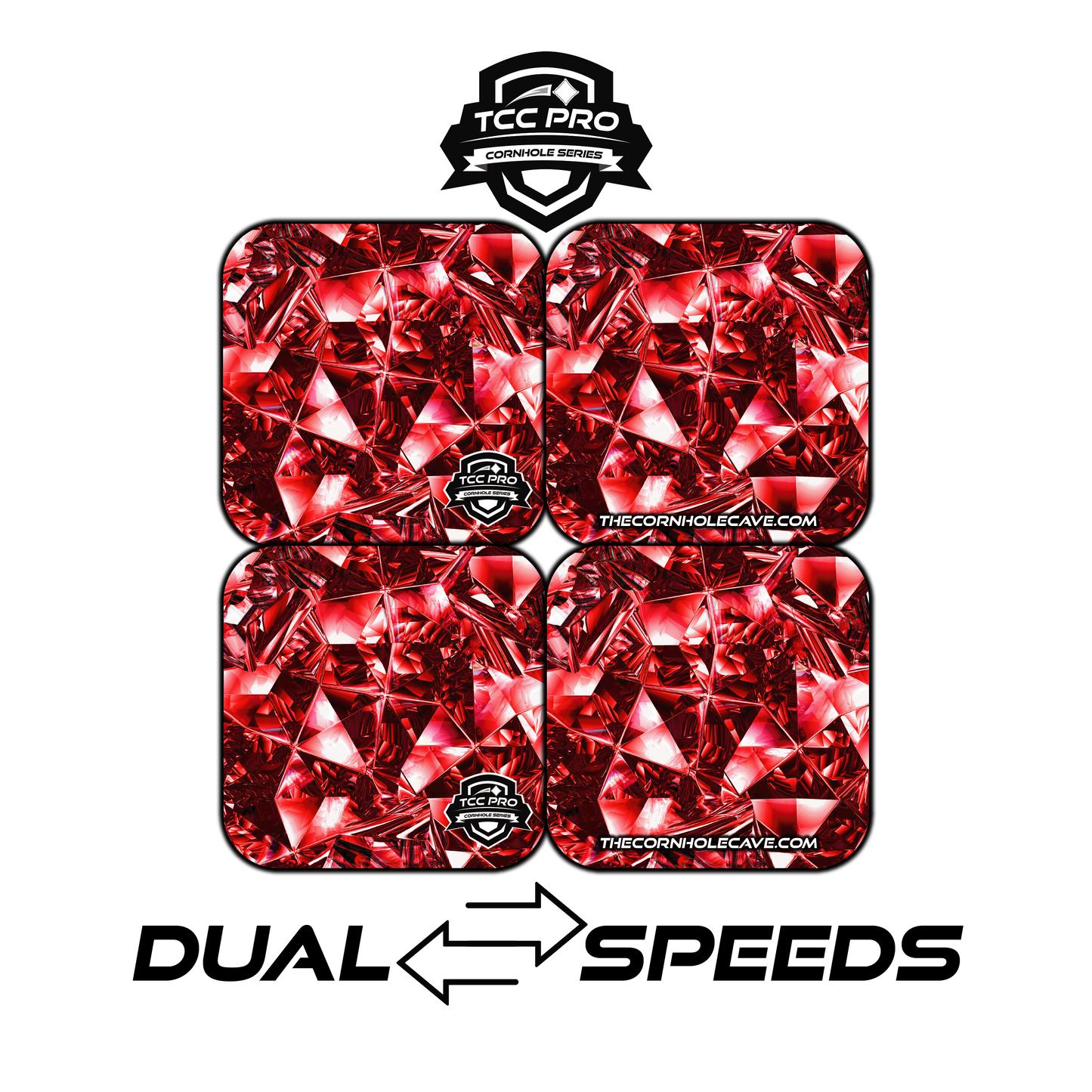 Elite Pro Cornhole Bags – Set of 4 - Extra Hole Friendly & 5x Longer Lasting - Red Diamonds