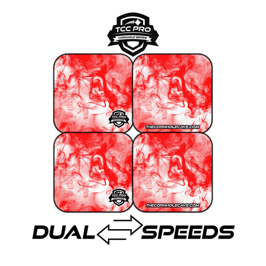 Elite Pro Cornhole Bags –  Set of 4 - Extra Hole Friendly & 5x Longer Lasting - Red Smoke