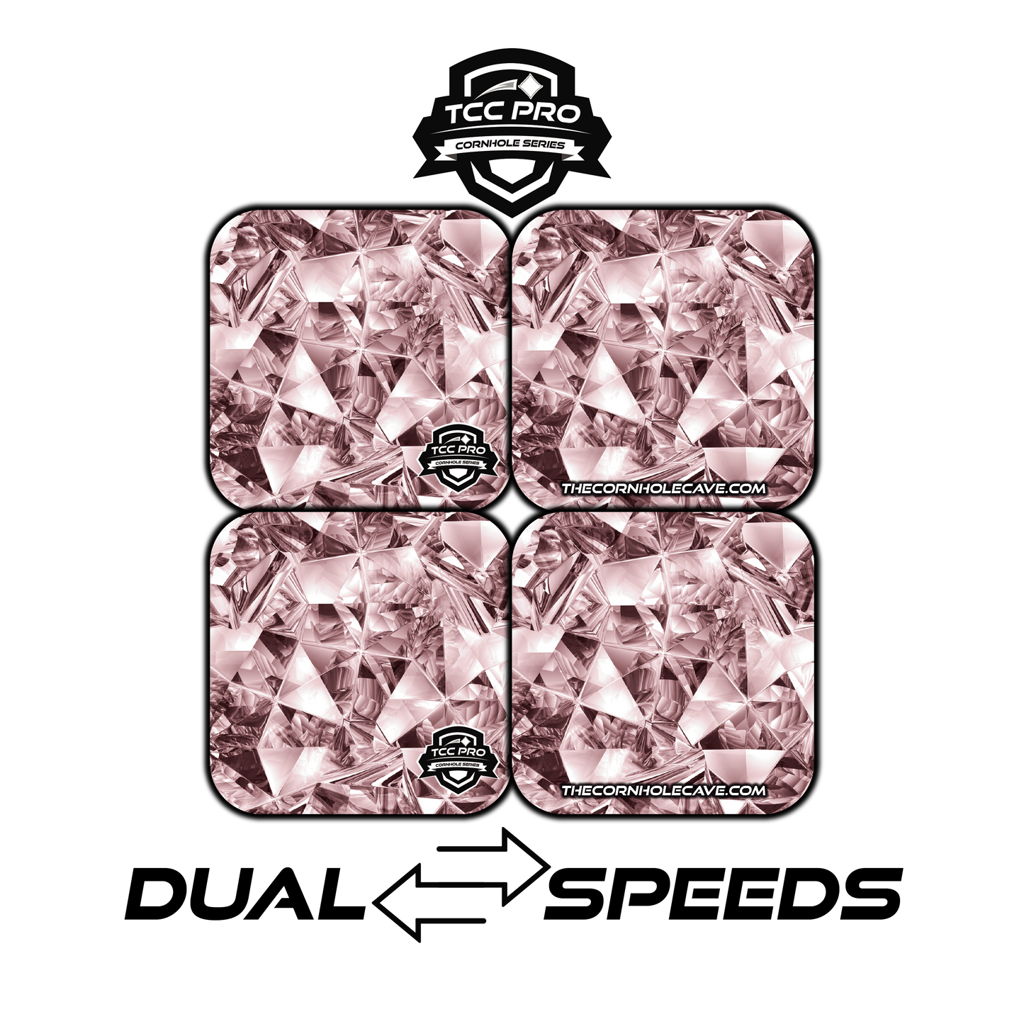 Elite Pro Cornhole Bags – Set of 4 - Extra Hole Friendly & 5x Longer Lasting - Rose Gold Diamonds