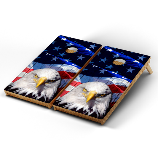 Professional Cornhole Boards – 5 Levels of Quality for Every Player - USA Flag Bald Eagle