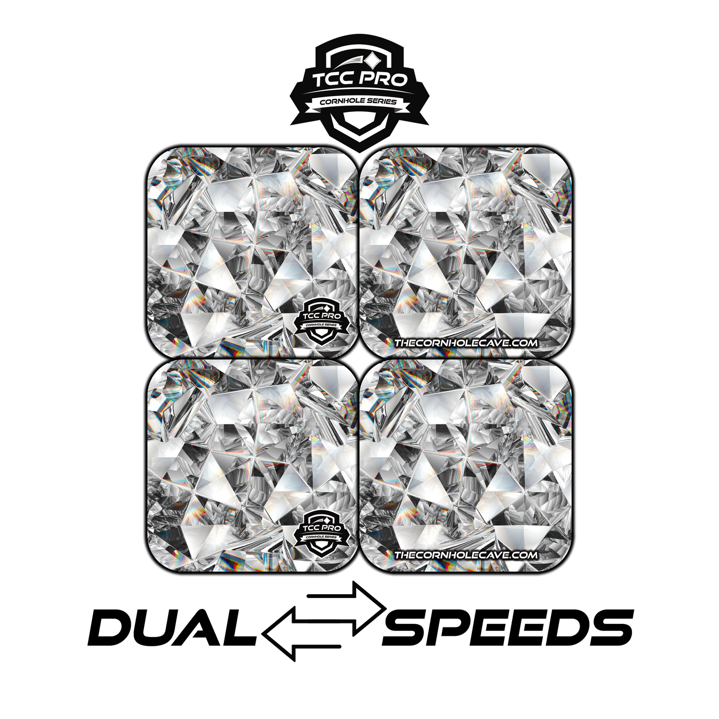 Elite Pro Cornhole Bags – Set of 4 - Extra Hole Friendly & 5x Longer Lasting - White Diamonds