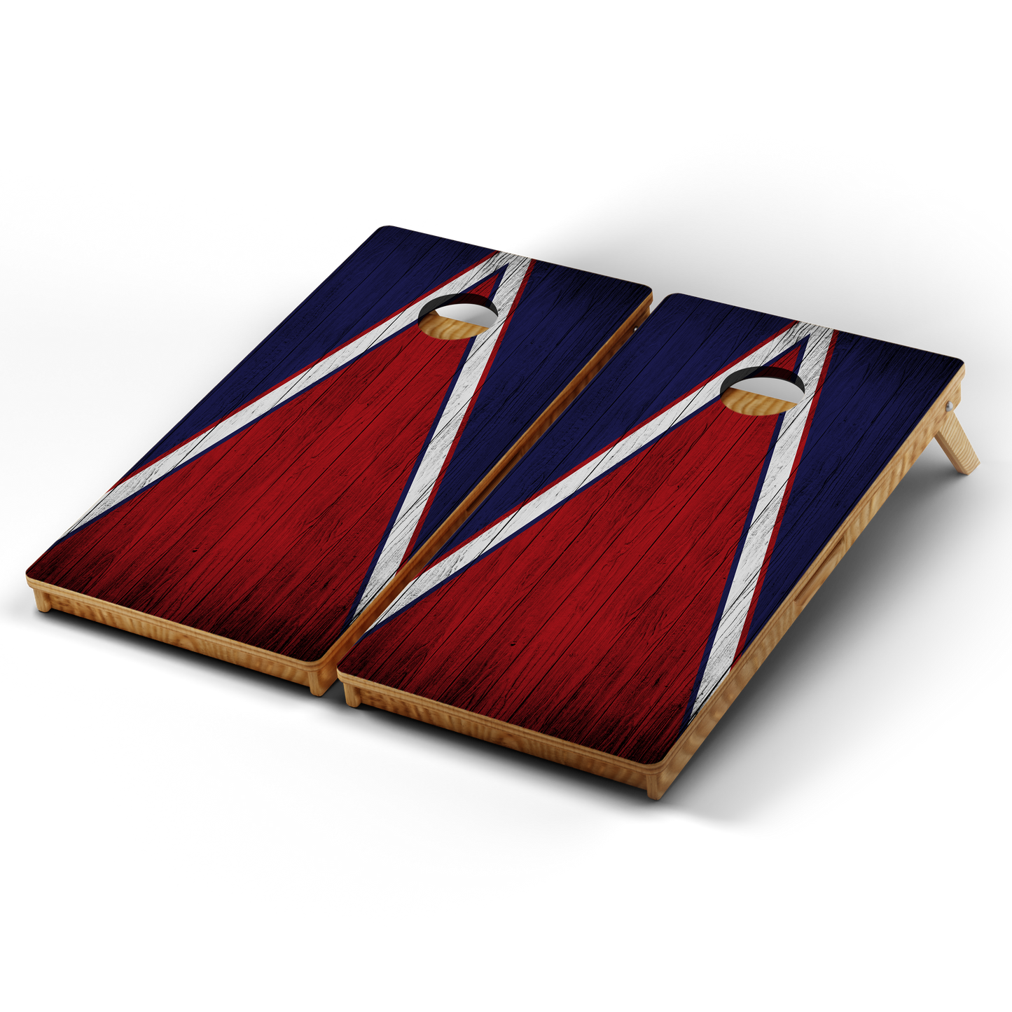 Professional Cornhole Boards – 5 Levels of Quality for Every Player - Red White & Blue Wood Triangle
