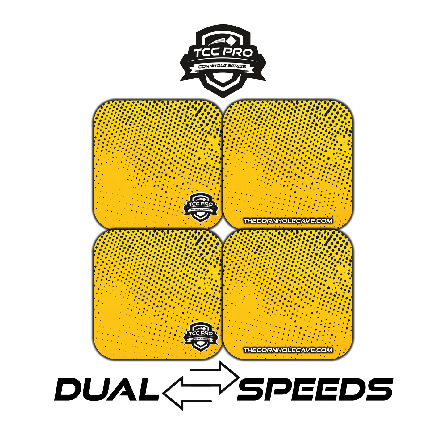 Elite Pro Cornhole Bags – Set of 4 - Extra Hole Friendly & 5x Longer Lasting - Yellow Grunge