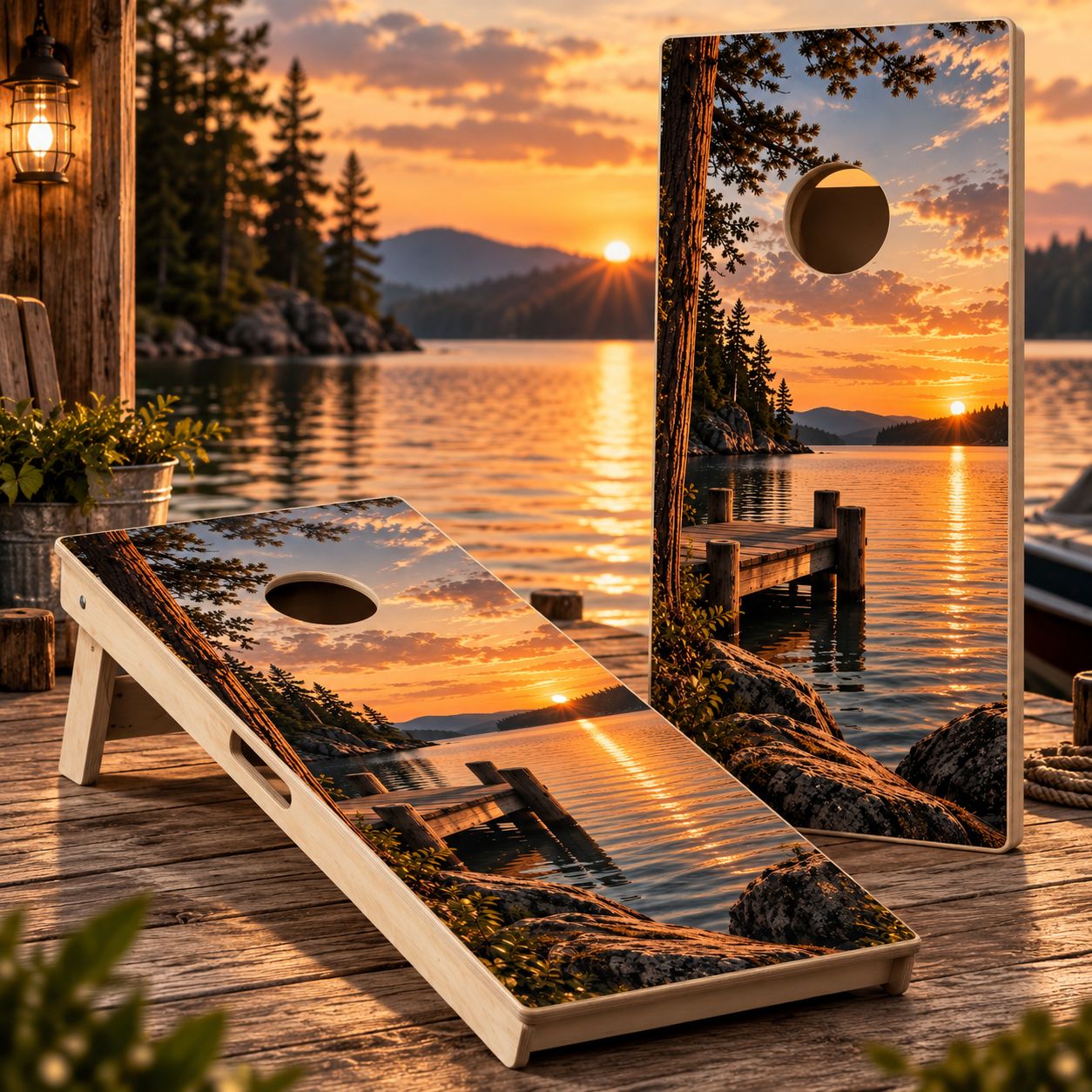 Lakeside Sunset | The Lake Life Collection | Professional Cornhole Boards
