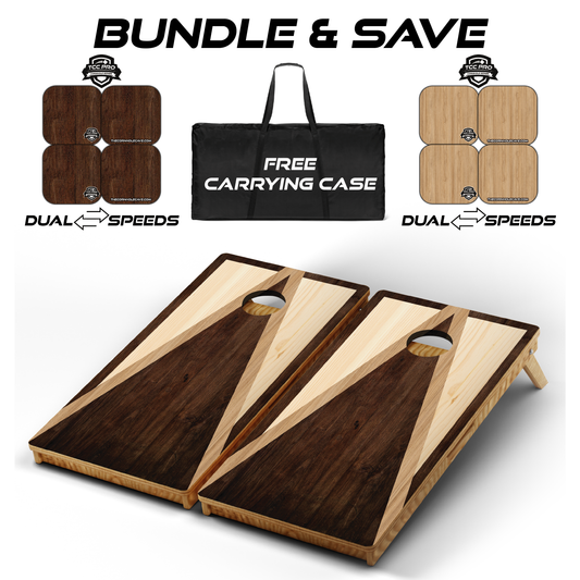 Ultimate Cornhole Bundle: Boards, Pro Bags, & Free Carrying Case ($50 Value) - Basic Wood Triangle