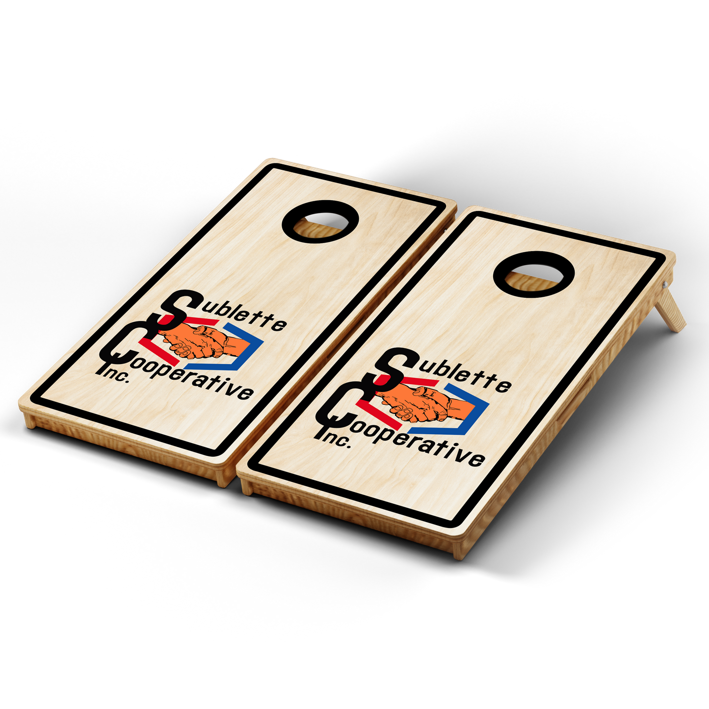 Professional Cornhole Boards – 5 Levels of Quality for Every Player - Custom Logo Natural Wood Grain