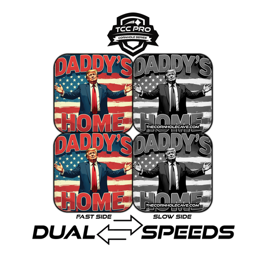 Elite Pro Cornhole Bags –  Set of 4 - Extra Hole Friendly & 5x Longer Lasting - Daddy's Home Trump