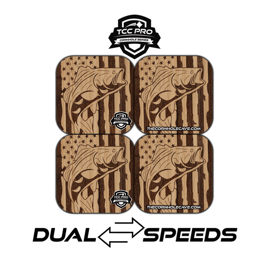 Elite Pro Cornhole Bags –  Set of 4 - Extra Hole Friendly & 5x Longer Lasting - Dark Wood USA Fishing