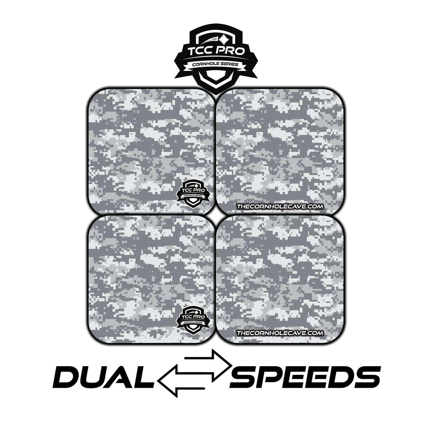 Elite Pro Cornhole Bags –  Set of 4 - Extra Hole Friendly & 5x Longer Lasting - Digital Camo Grey