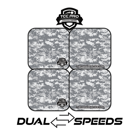 Elite Pro Cornhole Bags –  Set of 4 - Extra Hole Friendly & 5x Longer Lasting - Digital Camo Grey