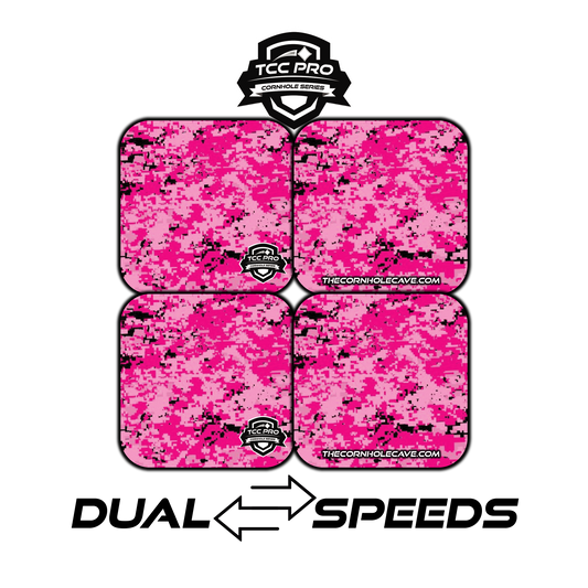 Elite Pro Cornhole Bags –  Set of 4 - Extra Hole Friendly & 5x Longer Lasting - Digital Camo Pink