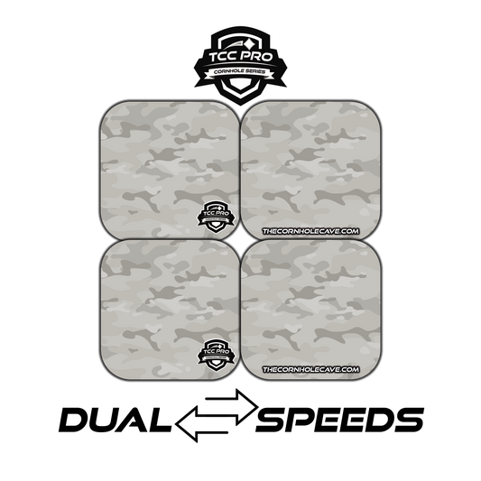 Elite Pro Cornhole Bags –  Set of 4 - Extra Hole Friendly & 5x Longer Lasting - Light Grey Camo