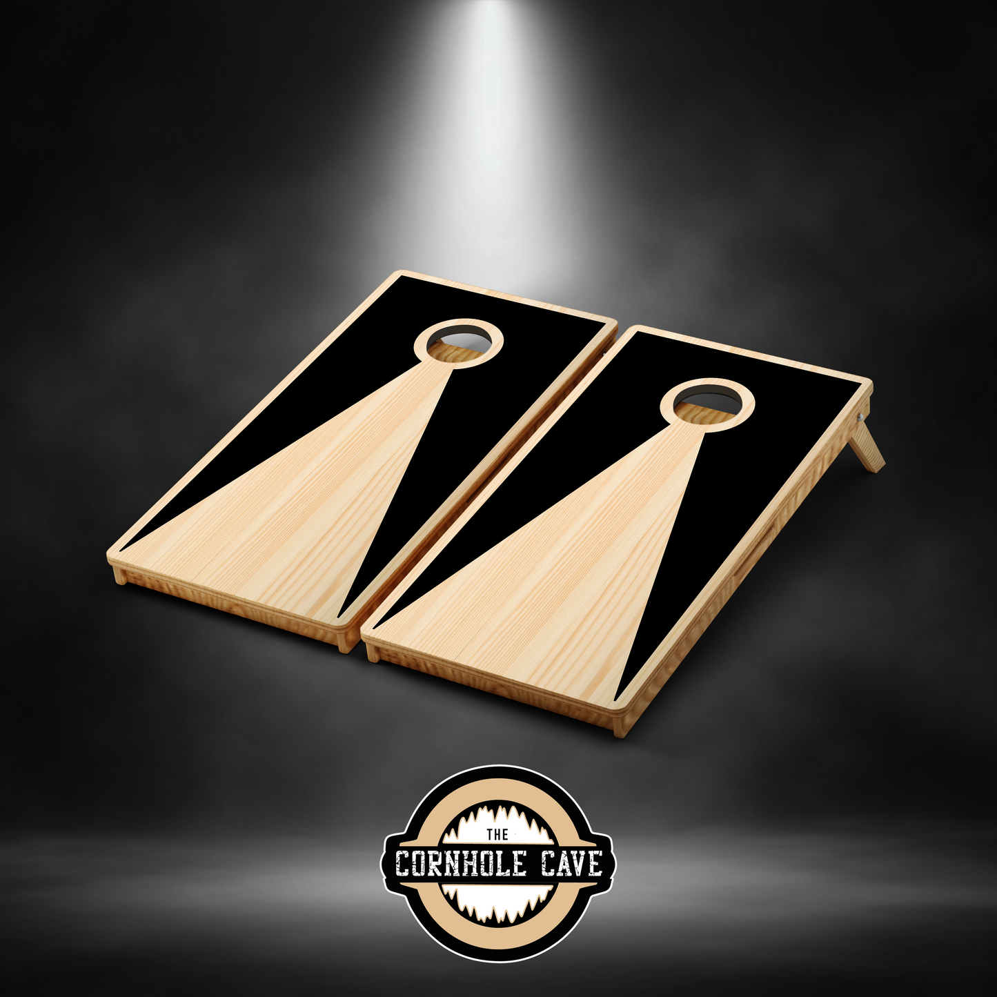 Elite Cornhole Boards - Black & Natural Wood Triangle