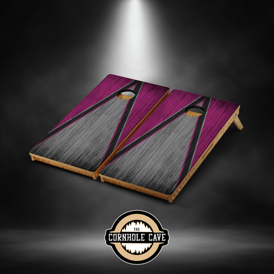Pro Cornhole Boards - Pink Grey Triangle