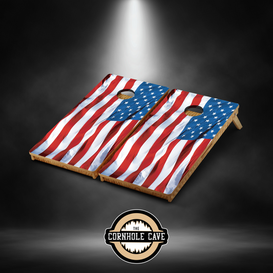 Pro Cornhole Boards - US Flag Wavy