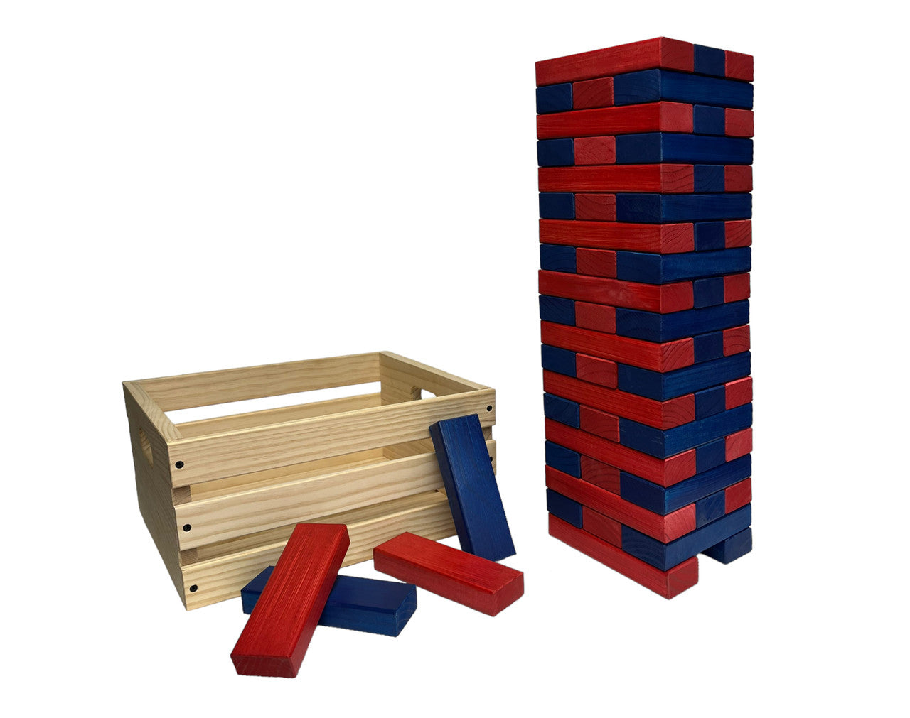 Colorful Premium Giant Toppling Timbers with Plain Crate- Choose Your Colors!