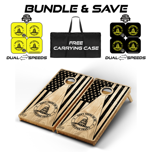 Ultimate Cornhole Bundle: Boards, Pro Bags, & Free Carrying Case ($50 Value) - USA Keyhole Don't Tread On Me