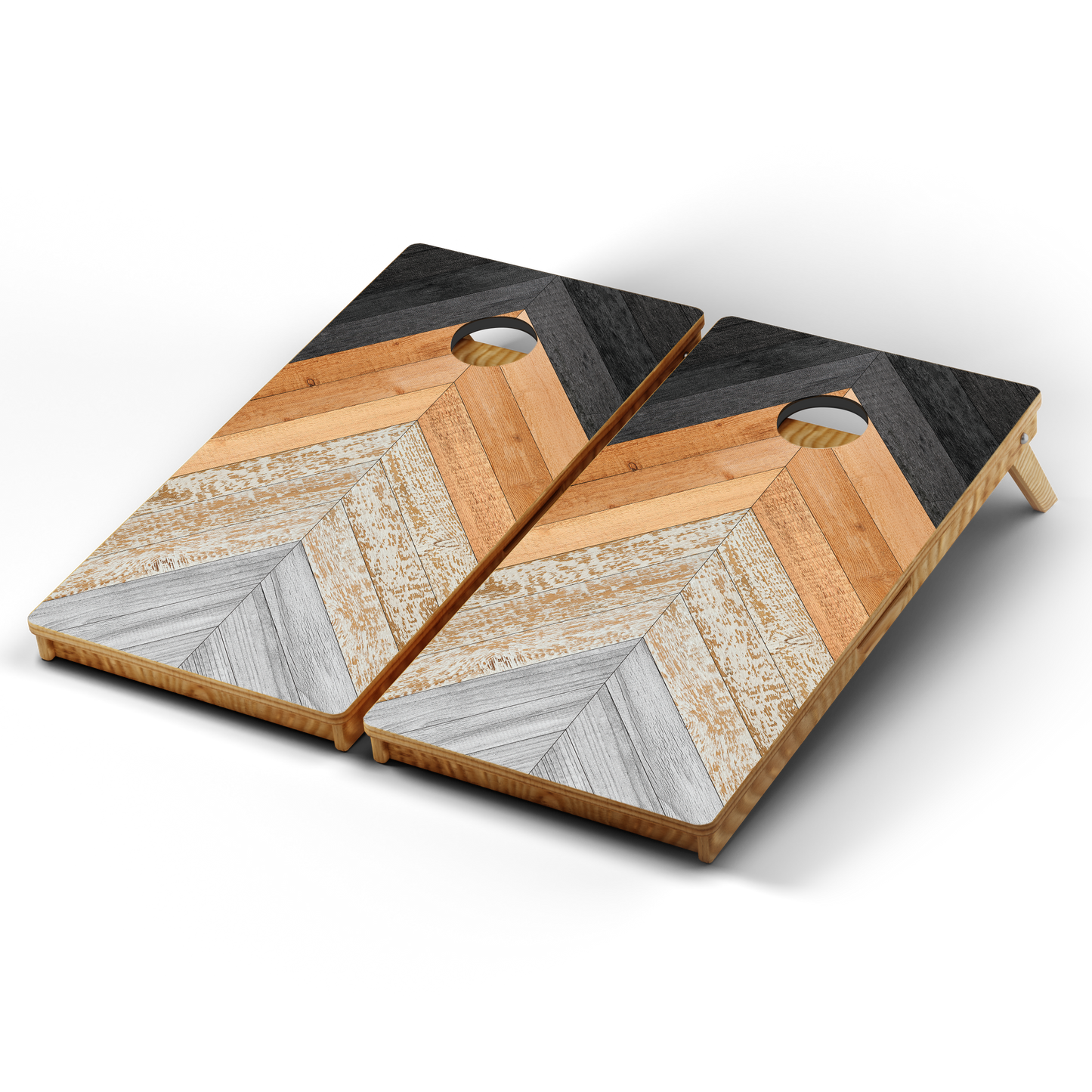 Professional Cornhole Boards – 5 Levels of Quality for Every Player - White Wash Wooden Herringbone