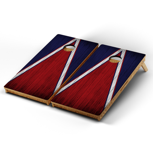 Professional Cornhole Boards – 5 Levels of Quality for Every Player - Red White & Blue Wood Triangle