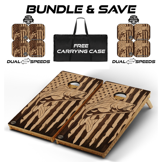 Ultimate Cornhole Bundle: Boards, Pro Bags, & Free Carrying Case ($50 Value) - Wood USA Fishing